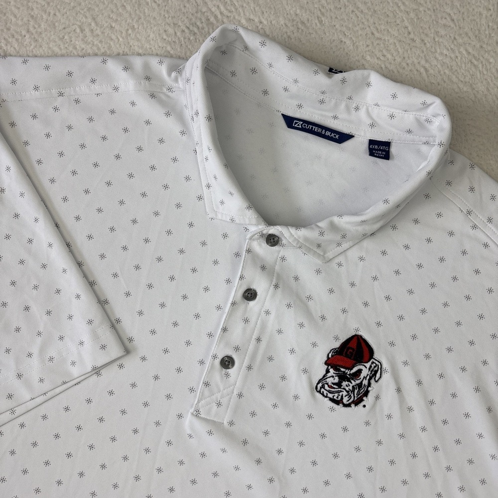 GEORGIA BULLDOGS Mens Performance Polo Shirt 4XL White Golf Lightweight Stretch